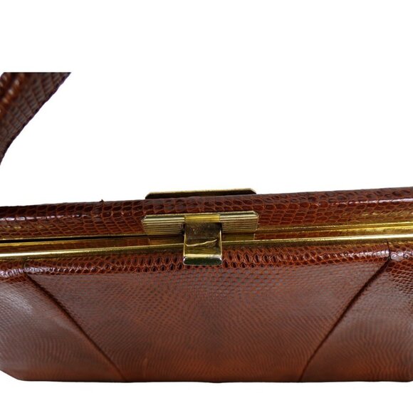 Vintage 60's Lizard Skin Handbag/Purse Suede Lined w/Card Case #1018 - Picture 10 of 15